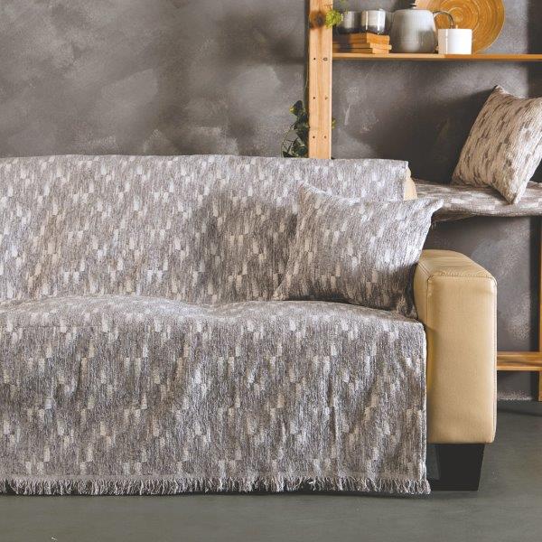 Ριχτάρι Σενίλ Ζακάρ Πολυθρόνας 180x170εκ. Ramina Silver Sb home (Ύφασμα: Chenille, Χρώμα: Γκρι) - Sb home - 5206864065123